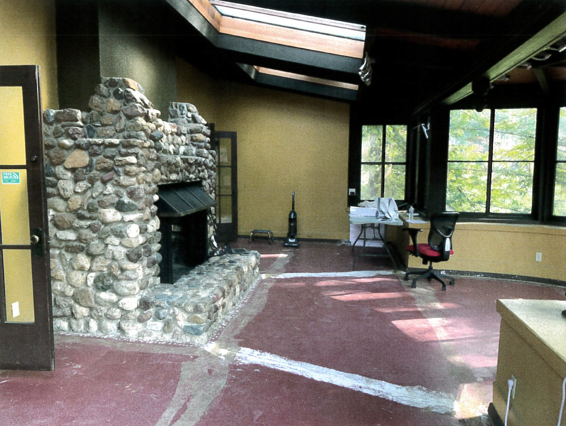 Fireplace in main level sunroom 